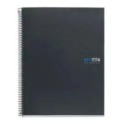 (MR2120) MIQUELRIUS CUADERNO ESPIRAL 160H A5+ 70GR 5X5MM 2 TALADROS MICROPERFORADO 4 BANDAS COLOR T/EXTRADURAS GRAFITO