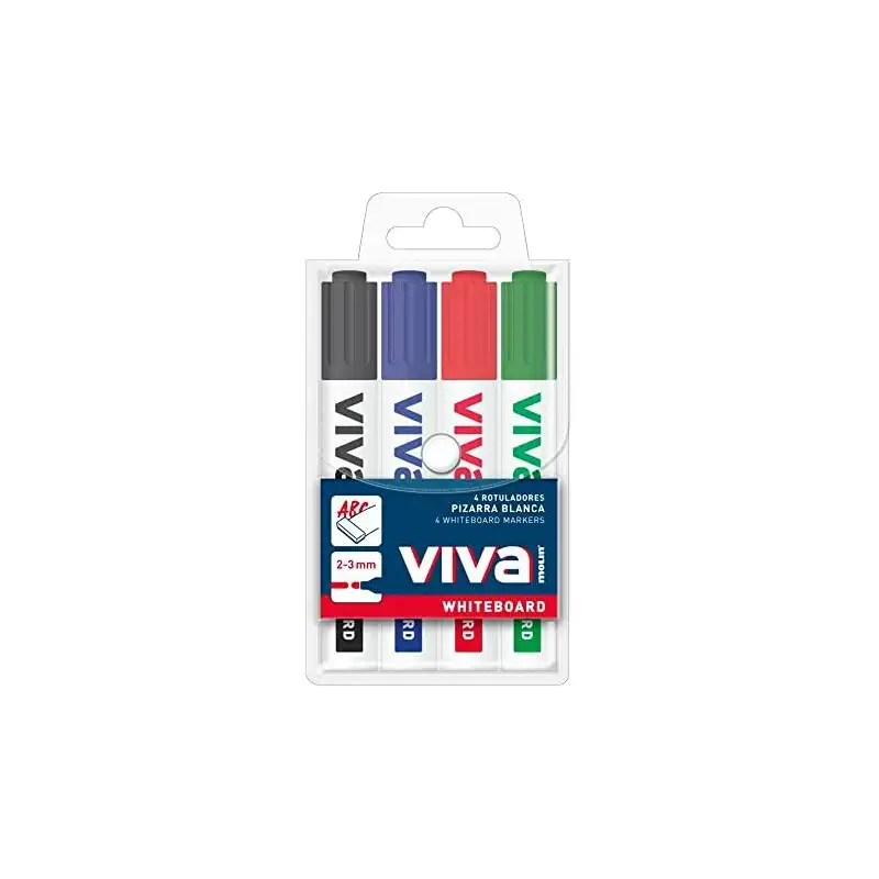 (RWB230-04W) MOLIN ROTULADOR PIZARRA BLANCA VIVA PUNTA REDONDA C/SURTIDOS BLÍSTER 4 UD