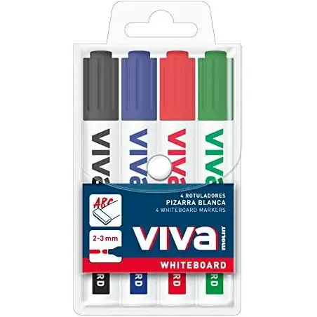 (RWB230-04W) MOLIN ROTULADOR PIZARRA BLANCA VIVA PUNTA REDONDA C/SURTIDOS BLÍSTER 4 UD