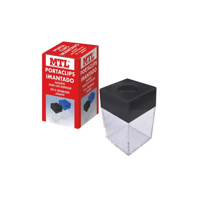 (79291) MTL PORTACLIPS IMANTADO DEPÓSITO TRANSPARENTE PLÁSTICO EMBOCADURA NEGRO