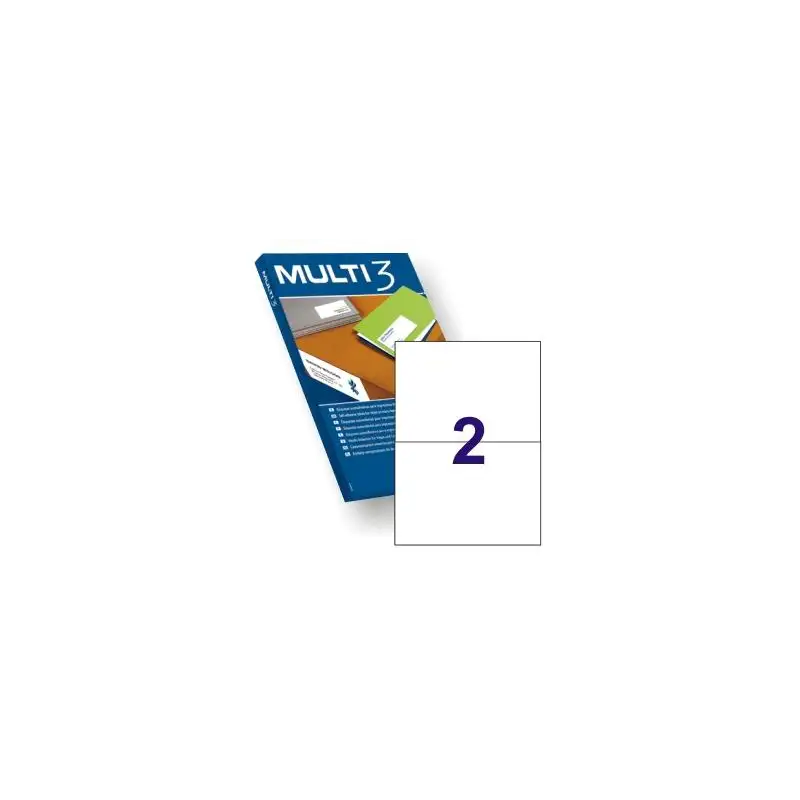 (04715) MULTI-3 ETIQUETAS ADHESIVAS 210X148MM INKJET/LÁSER C/RECTOS 2 X 100H BLANCO