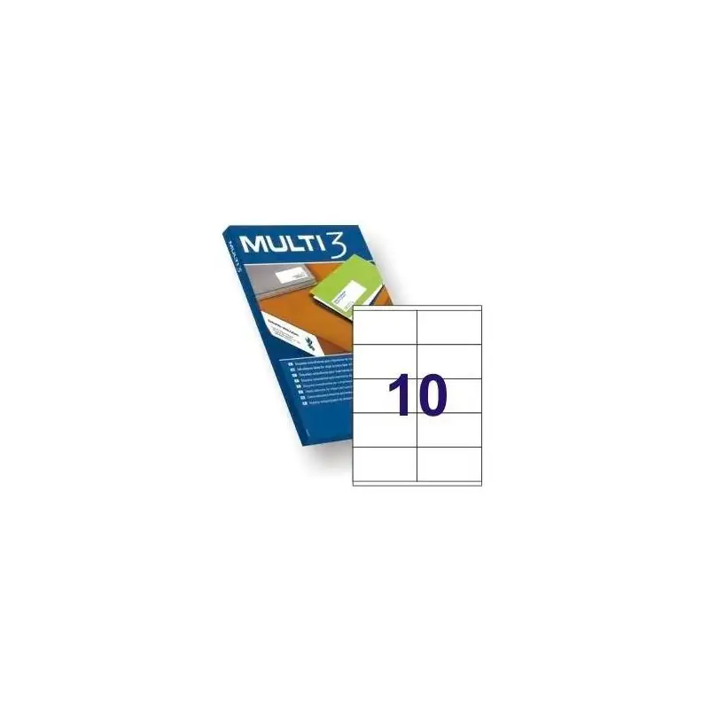 (10529) MULTI-3 ETIQUETAS ADHESIVAS 105X57MM INKJET/LÁSER C/RECTOS 10 X 500H BLANCO