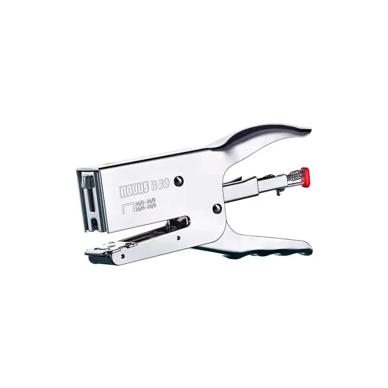 (021-0094) NOVUS GRAPADORA DE TENAZA B 39 ERGONÓMICA METAL CROMADO PLATA