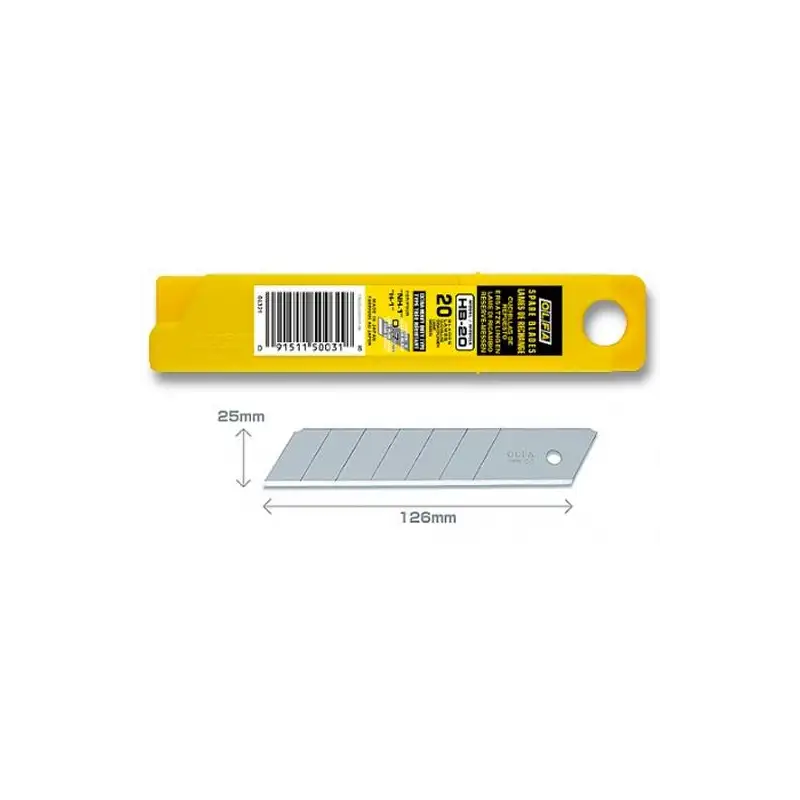 (HB-20) OLFA REPUESTO CUTTER 100X25MM / CUCHILLA FRACTURABLE 20 CUCHILLAS