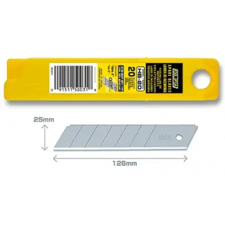 (HB-20) OLFA REPUESTO CUTTER 100X25MM / CUCHILLA FRACTURABLE 20 CUCHILLAS