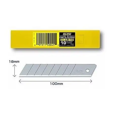 (LB-10) OLFA REPUESTO CUTTER 100X18MM / CUCHILLA FRACTURABLE 10 CUCHILLAS