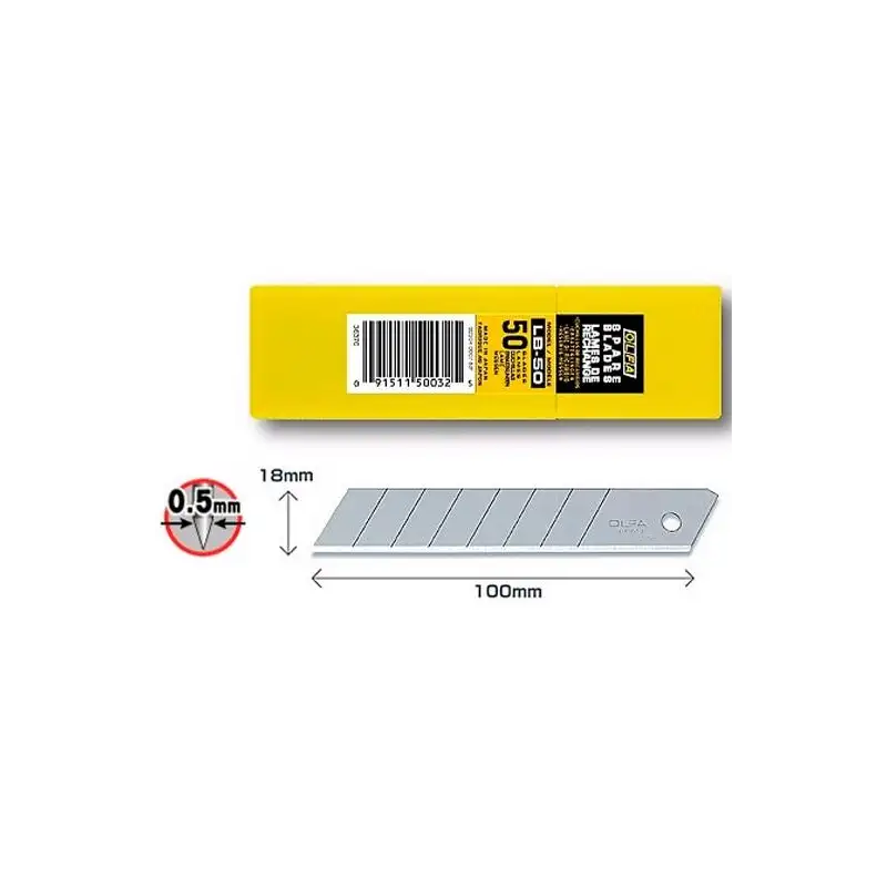 (LB-50) OLFA REPUESTO CUTTER 100X18MM / CUCHILLA FRACTURABLE 50 CUCHILLAS