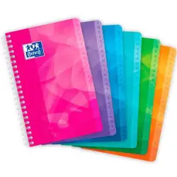 (400080692) OXFORD CUADERNO ÍNDICE ALFABÉTICO C/ESPIRAL 50H 11X17CM 90GR 5X5MM TAPA PLÁSTICO LAGOON C/SURTIDOS