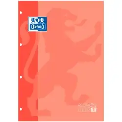 (400121584) OXFORD RECAMBIO CLASSIC 80H A4 ENCOLADO 90GR 5X5MM 4 TALADROS 1 BANDA COLOR MELOCOTÓN -5U-