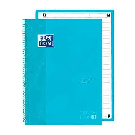 (400138327) OXFORD CUADERNO TOUCH EUROPEANBOOK 1 WRITE&ERASE 80H A4+ 1 LÍNEA MICROPERFORADO T/EXTRADURA PACK 5 UD AZUL PASTEL