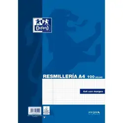 (400173747) OXFORD RECAMBIO CLASSIC 100H A4 SUELTAS 90GR 4X4MM C/MARGEN AZUL