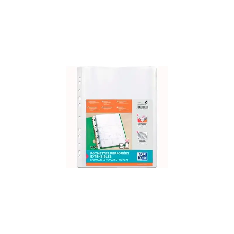 (100207012) OXFORD FUNDA MULTITALADRO 11 PP CRISTAL A4 200 MICRAS GRAN CAPACIDAD EXTRA BLISTER 10 FUNDAS