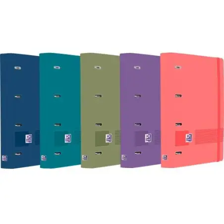 (400146174) OXFORD LIVE & GO CARPETA 4 ANILLAS EUROPEANBINDER POLYFOAM C/ RECAMBIO 100H 5X5 A4+ COLORES SURTIDOS VIVOS