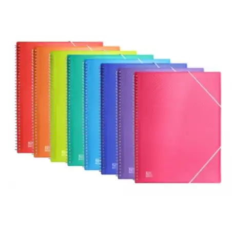 (400147014) OXFORD CARPETA CON 40 FUNDAS CRISTAL ESPIRAL CON GOMAS URBAN PP COLORES SURTIDOS A4