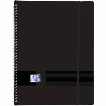 (400160223) OXFORD CARPETA CON 30 FUNDAS CRISTAL 50 MICRAS ESPIRAL A4 CIERRE C/GOMA PLÁSTICO OPACO NEGRO