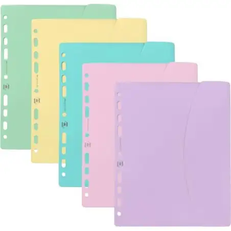 (400185546) OXFORD SOBRE MULTITALADRO CON VELCRO LIVE&GO A5+ PLÁSTICO FLEXIBLE OPACO C/SURTIDOS PASTEL