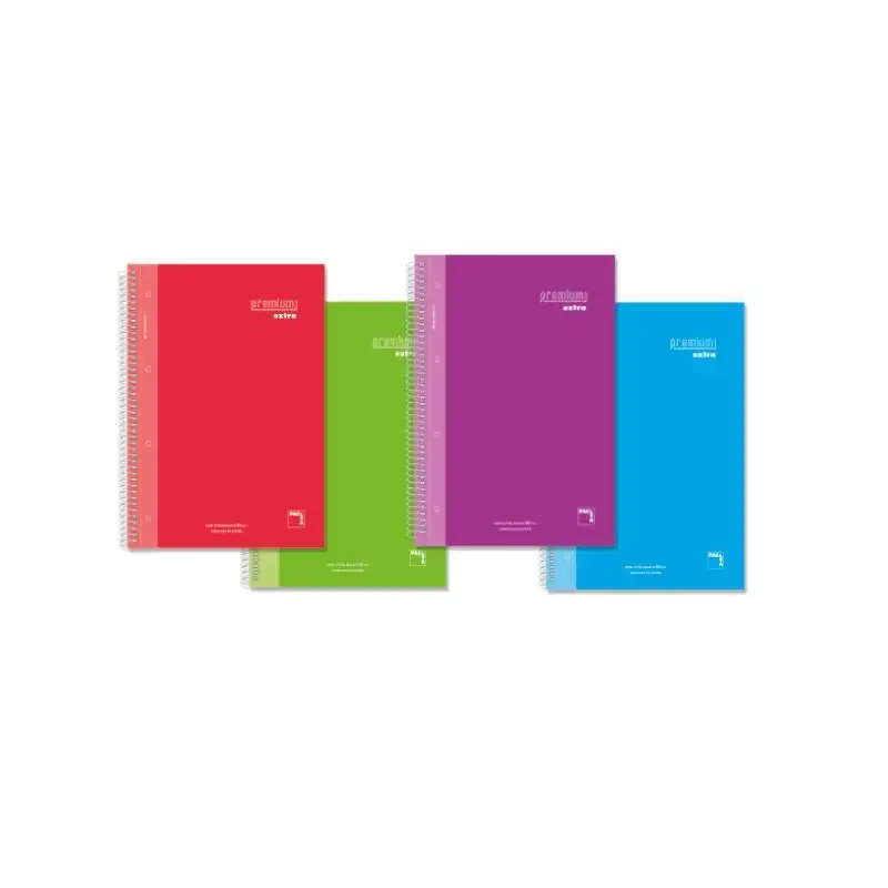 (16481) PACSA CUADERNO PREMIUM EXTRA 120H A4 90GR 5X5+GRECA MICROPERFORADO T/EXTRADURA PACK 4 UD C/SURTIDOS