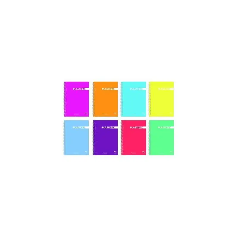 (16683) PACSA CUADERNO PLASTIPAC 100H A4 90GR 5X5+GRECA MICROPERFORADO TAPAS PP PACK 4 UD COLORES SURTIDOS