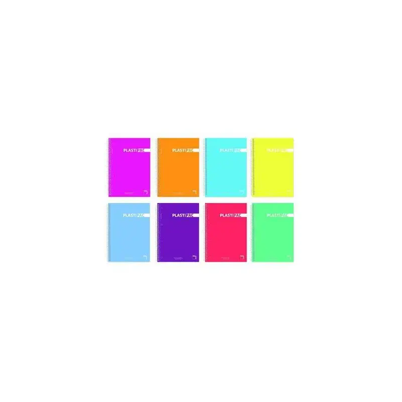 (16685) PACSA CUADERNO PLASTIPAC 100H A5 90GR 5X5+GRECA MICROPERFORADO TAPAS PP PACK 4 UD COLORES SURTIDOS