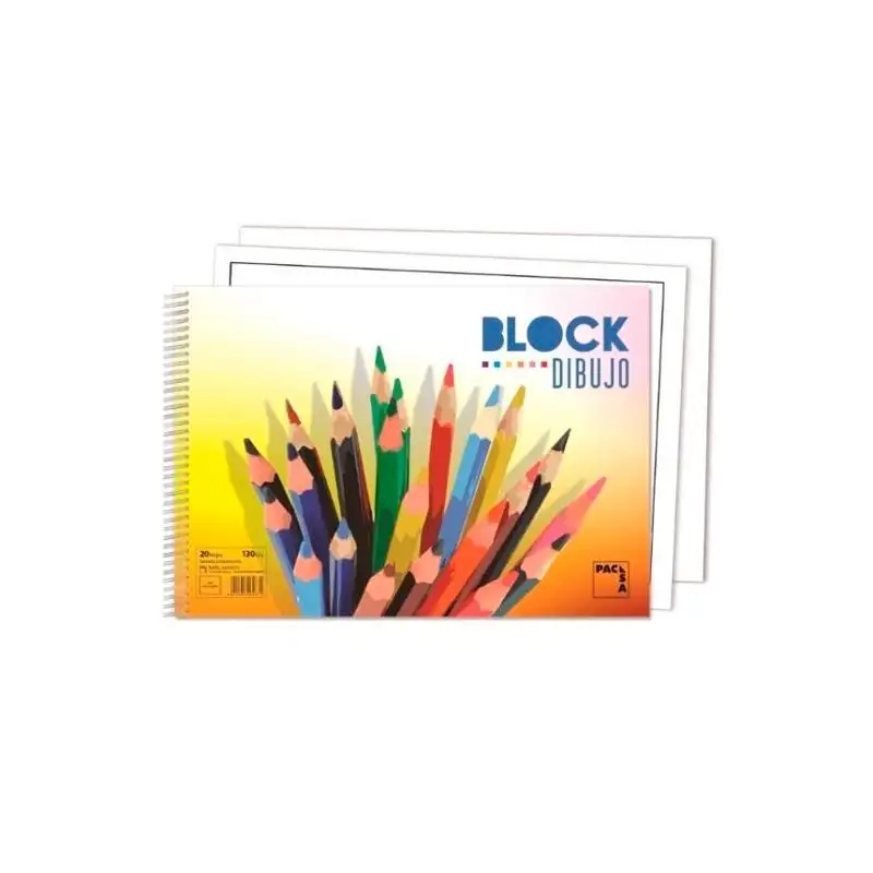 (18836) PACSA BLOC DIBUJO ESPIRAL 20H 230X330MM 130GR CON RECUADRO -10U-