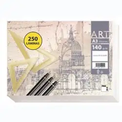 (22021) PACSA PAPEL DE DIBUJO SERIE ART PAQUETE 250 LÁMINAS A3 140GR LISO SIN RECUADRO BLANCO
