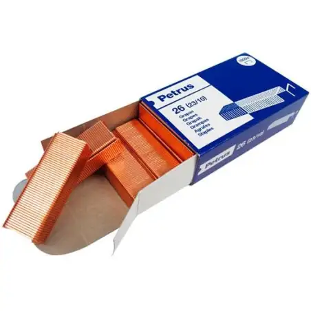 (55719) PETRUS GRAPAS MOD.26 (23/10) COBREADAS PARA GRAPADORA 1600 -CAJA DE 1000-