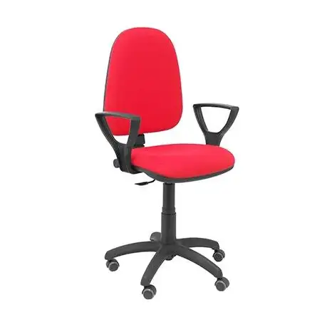 (04CPBALI350BGOLFRP) PIQUERAS Y CRESPO SILLA AYNA GIRATORIA C.PERMANENTE BRAZOS FIJOS RUEDAS DE PARQUÉ TEJIDO BALI ROJO