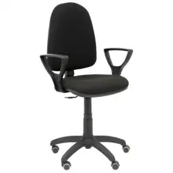 (04CPBALI840BGOLFRP) PIQUERAS Y CRESPO SILLA AYNA GIRATORIA C. PERMANENTE BRAZOS FIJOS RUEDAS DE PARQUÉ TEJIDO BALI NEGRO