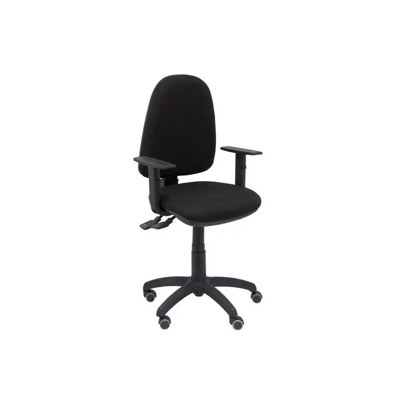 (04SBALI840B10RP) PIQUERAS Y CRESPO SILLA AYNA GIRATORIA ASINCRO BRAZOS REGULABLES RUEDAS PARQUÉ TEJIDO BALI NEGRO