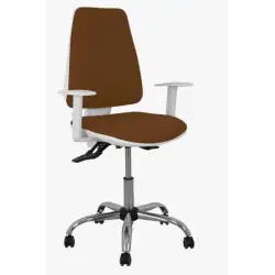 (1014ASB463B5CRRP) PIQUERAS Y CRESPO SILLA ELCHE BLANCA GIRATORIA ASINCRO TEJIDO BALI MARRON OSCURO B/R RUEDAS DE PARQUÉ