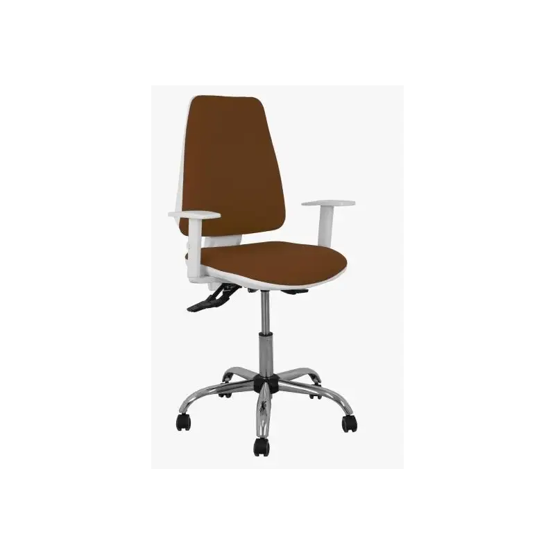 (1014ASB463B5CRRP) PIQUERAS Y CRESPO SILLA ELCHE BLANCA GIRATORIA ASINCRO TEJIDO BALI MARRON OSCURO B/R RUEDAS DE PARQUÉ