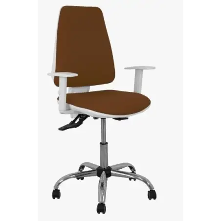 (1014ASB463B5CRRP) PIQUERAS Y CRESPO SILLA ELCHE BLANCA GIRATORIA ASINCRO TEJIDO BALI MARRON OSCURO B/R RUEDAS DE PARQUÉ