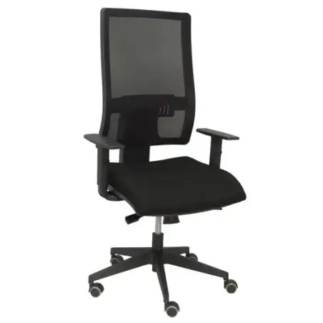 (10SBALI840SC) PIQUERAS Y CRESPO SILLA HORNA GIRATORIA SINCRO BRAZOS REG. RESPALDO MALLA ASIENTO TEJIDO BALI NEGRO