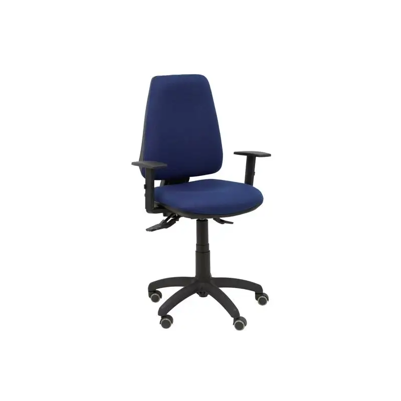 (14SBALI200B10RP) PIQUERAS Y CRESPO SILLA ELCHE GIRATORIA ASINCRO BRAZOS REG. RUEDAS DE PARQUÉ TEJIDO BALI AZUL MARINO