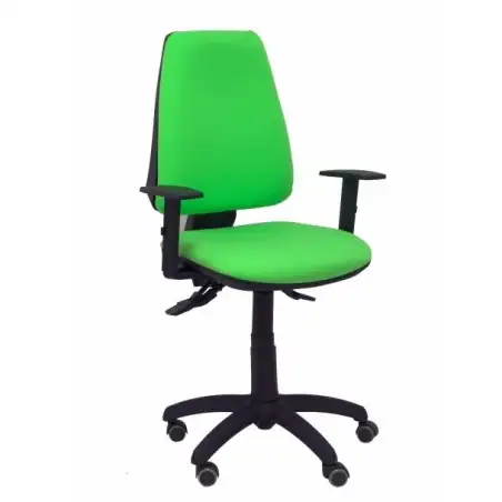 (14SBALI22B10RP) PIQUERAS Y CRESPO SILLA ELCHE GIRATORIA ASINCRO BRAZOS REG. RUEDAS DE PARQUÉ TEJIDO BALI VERDE PISTACHO
