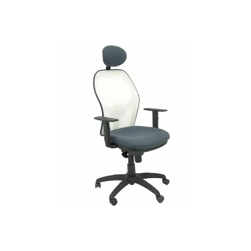 (15SBBALI600C) PIQUERAS Y CRESPO SILLA JORQUERA SINCRO BRAZOS REG. CABECERO REFUERZO LUMBAR MALLA BLANCA/TEJIDO BALI GRIS OSCURO