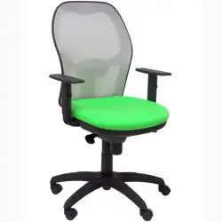 (15SGRBALI22) PIQUERAS Y CRESPO SILLA JORQUERA SINCRO BRAZOS REG. REFUERZO LUMBAR MALLA GRIS/TEJIDO BALI VERDE PISTACHO