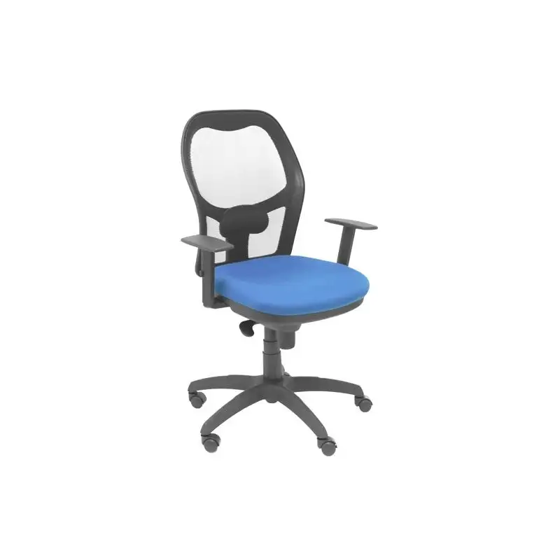 (15SNBALI200) PIQUERAS Y CRESPO SILLA JORQUERA SINCRO BRAZOS REG. REFUERZO LUMBAR MALLA NEGRO/TEJIDO BALI AZUL MARINO