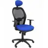 (15SNBALI229C) PIQUERAS Y CRESPO SILLA JORQUERA SINCRO BRAZOS REG. CABECERO REFUERZO LUMBAR MALLA NEGRO/TEJIDO BALI AZUL
