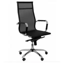 (203DBNE) PIQUERAS Y CRESPO SILLÓN BARRAX BASCULANTE REGULABLE/A BRAZOS/F RUEDAS DE GOMA MALLA NAILON NEGRO