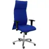 (206SBALI229) PIQUERAS Y CRESPO SILLÓN DE DIRECCIÓN ALBACETE GIRATORIO SINCRO BRAZOS REG. RUEDAS DE PARQUÉ TEJIDO BALI AZUL