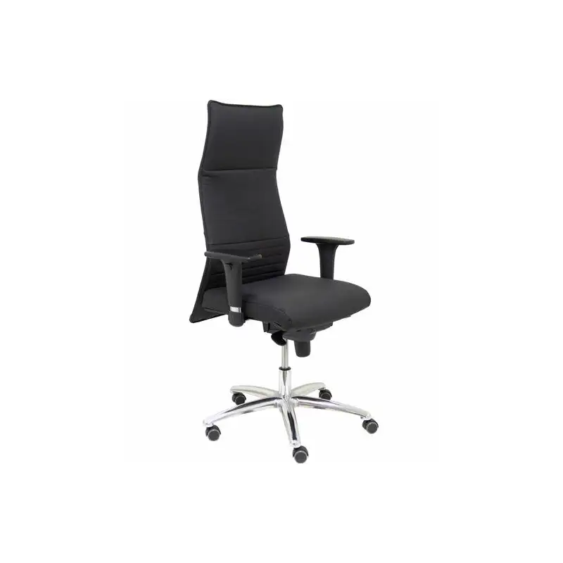 (206SPIELNE) PIQUERAS Y CRESPO SILLÓN ALBACETE GIRATORIO SINCRO BRAZOS REG. RUEDAS DE PARQUÉ TAPIZADO PIEL NEGRO