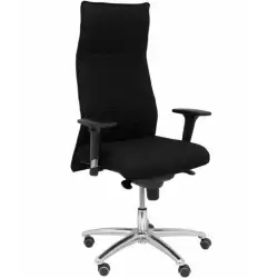 (206SXLBALI840) PIQUERAS Y CRESPO SILLÓN ALBACETE GIRATORIO XL HASTA 160KG SINCRO BRAZOS REG. RUEDAS DE PARQUÉ TEJIDO BALI NEGRO