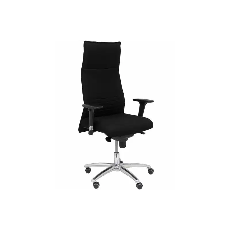 (206SXLBALI840) PIQUERAS Y CRESPO SILLÓN ALBACETE GIRATORIO XL HASTA 160KG SINCRO BRAZOS REG. RUEDAS DE PARQUÉ TEJIDO BALI NEGRO