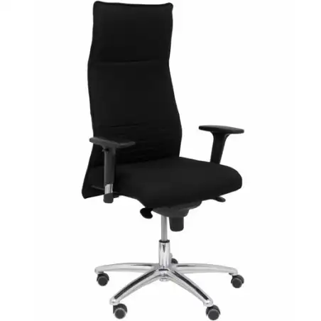 (206SXLBALI840) PIQUERAS Y CRESPO SILLÓN ALBACETE GIRATORIO XL HASTA 160KG SINCRO BRAZOS REG. RUEDAS DE PARQUÉ TEJIDO BALI NEGRO