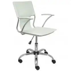 (214BL) PIQUERAS Y CRESPO SILLA BOGARRA GIRATORIA BRAZOS/F CHASIS CROMADO TAPIZADO SIMILPIEL BLANCA