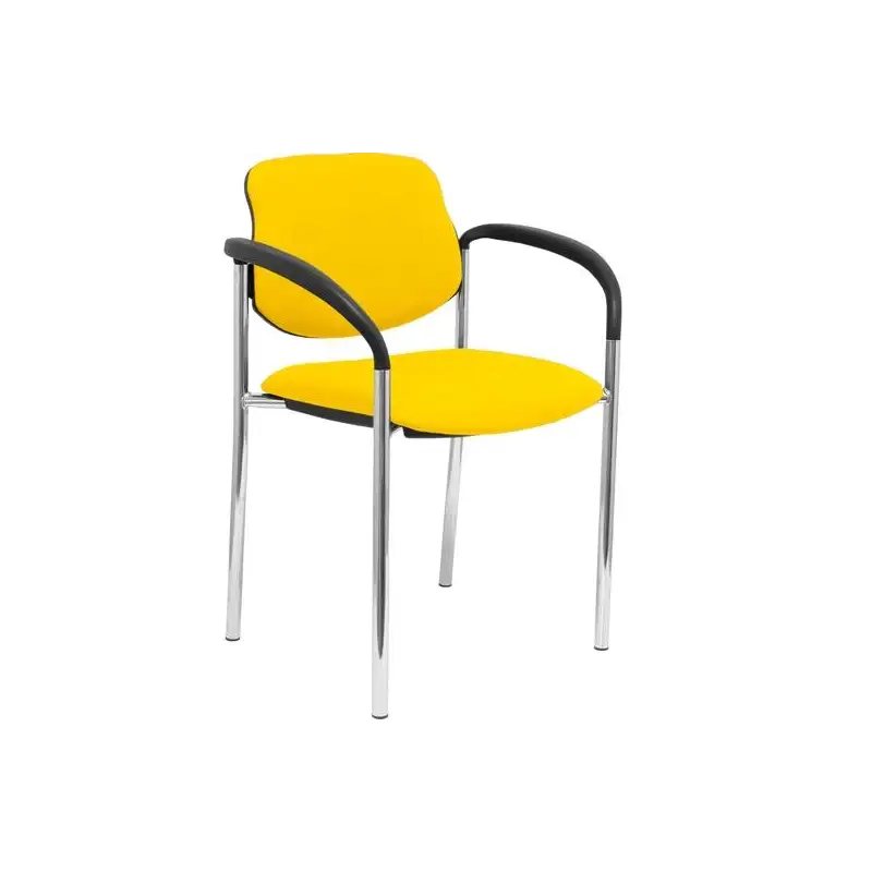(27CRBALI100CB) PIQUERAS Y CRESPO SILLA FIJA STYL B/FIJOS CHASIS CROMO TEJIDO BALI AMARILLO