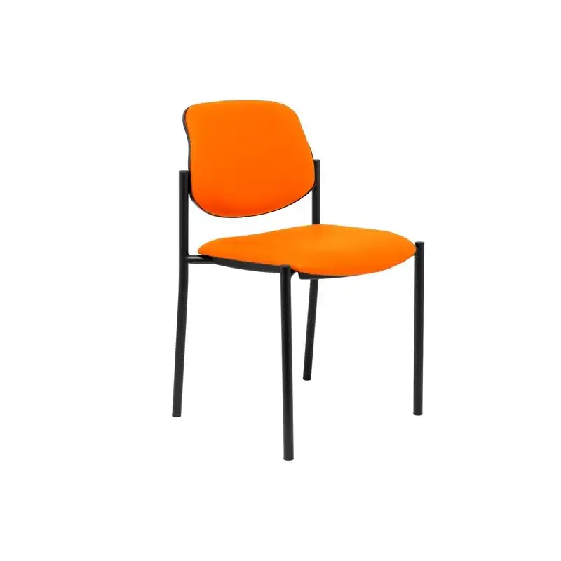 (27NSPNA) PIQUERAS Y CRESPO SILLA FIJA STYL S/BRAZOS CHASIS NEGRO TAPIZADO SIMILPIEL NARANJA