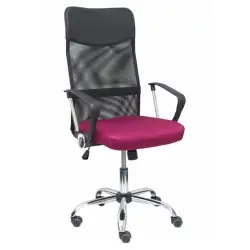 (31BM8403D933CRRP) PIQUERAS Y CRESPO SILLA GONTAR GIRATORIA BASCULANTE B/FIJOS RESPALDO MALLA NEGRA ASIENTO GRANATE