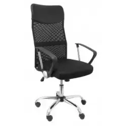 (31DBNE) PIQUERAS Y CRESPO SILLA GONTAR GIRATORIA BASCULANTE B/FIJOS RESPALDO MALLA NEGRA ASIENTO TAPIZADO NEGRO